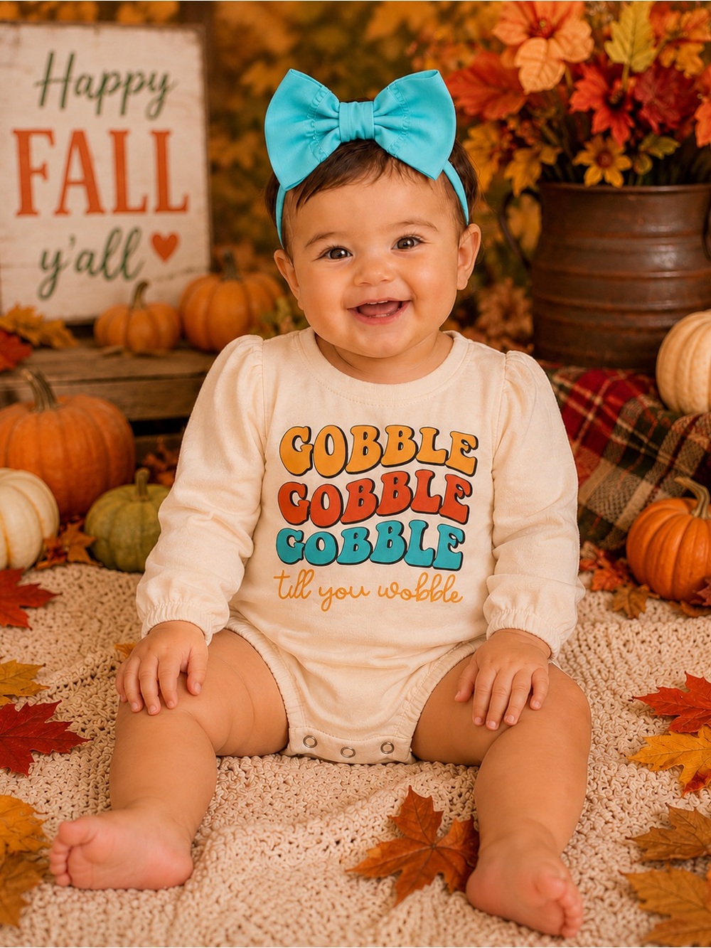BRAND NEW WITH TAGS Gobble Gobble Gobble Baby Romper Thanksgiving Onesie